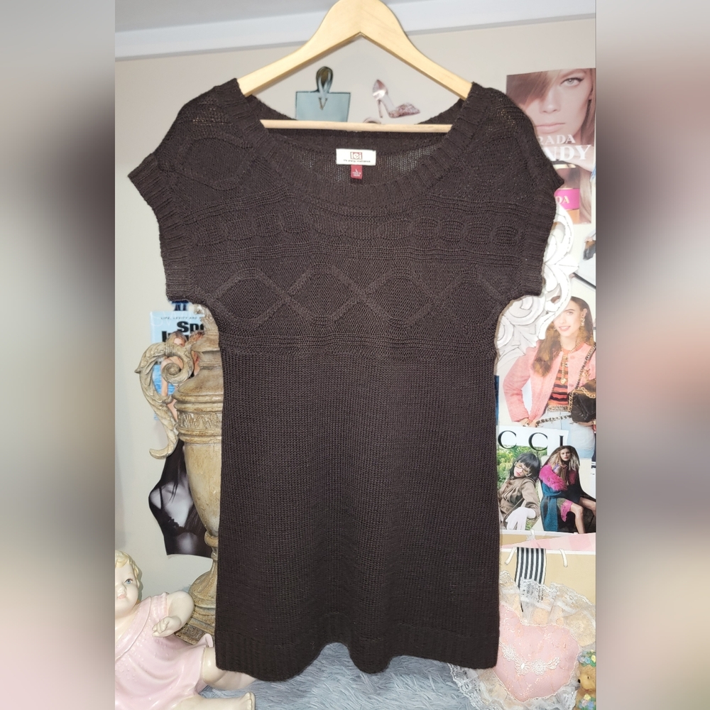 Lei Warm Fudge Brown Knit Sweater Top